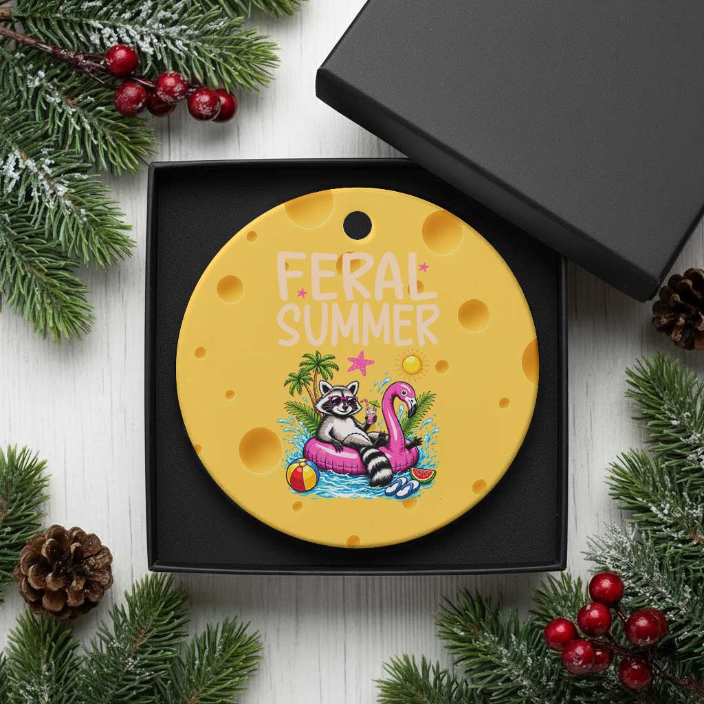 Funny Beach Raccoon Ceramic Ornament Feral Summer Vacation Gift