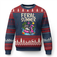 Funny Beach Raccoon Ugly Christmas Sweater Feral Summer Vacation Gift