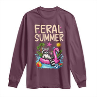Funny Beach Raccoon Long Sleeve Shirt Feral Summer Vacation Gift