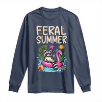 Funny Beach Raccoon Long Sleeve Shirt Feral Summer Vacation Gift