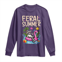 Funny Beach Raccoon Long Sleeve Shirt Feral Summer Vacation Gift