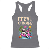 Funny Beach Raccoon Racerback Tank Top Feral Summer Vacation Gift