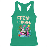 Funny Beach Raccoon Racerback Tank Top Feral Summer Vacation Gift