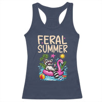 Funny Beach Raccoon Racerback Tank Top Feral Summer Vacation Gift