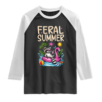 Funny Beach Raccoon Raglan Shirt Feral Summer Vacation Gift