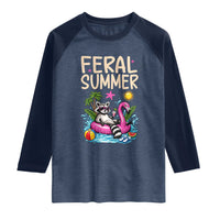 Funny Beach Raccoon Raglan Shirt Feral Summer Vacation Gift