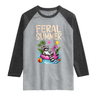 Funny Beach Raccoon Raglan Shirt Feral Summer Vacation Gift