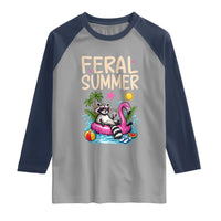 Funny Beach Raccoon Raglan Shirt Feral Summer Vacation Gift
