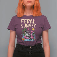 Funny Beach Raccoon T Shirt For Women Feral Summer Vacation Gift