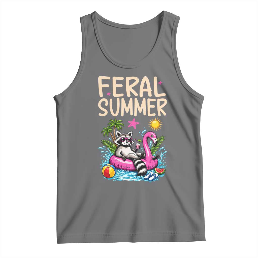 Funny Beach Raccoon Tank Top Feral Summer Vacation Gift