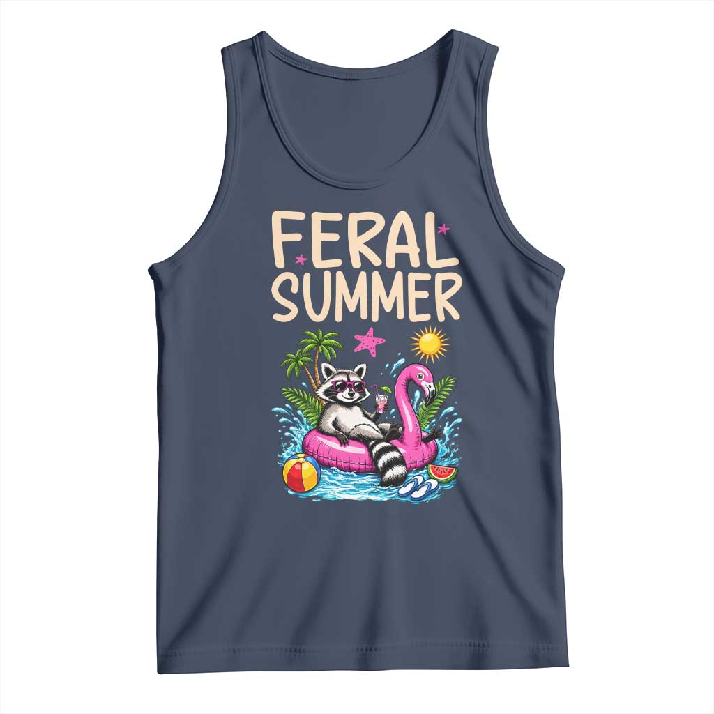Funny Beach Raccoon Tank Top Feral Summer Vacation Gift