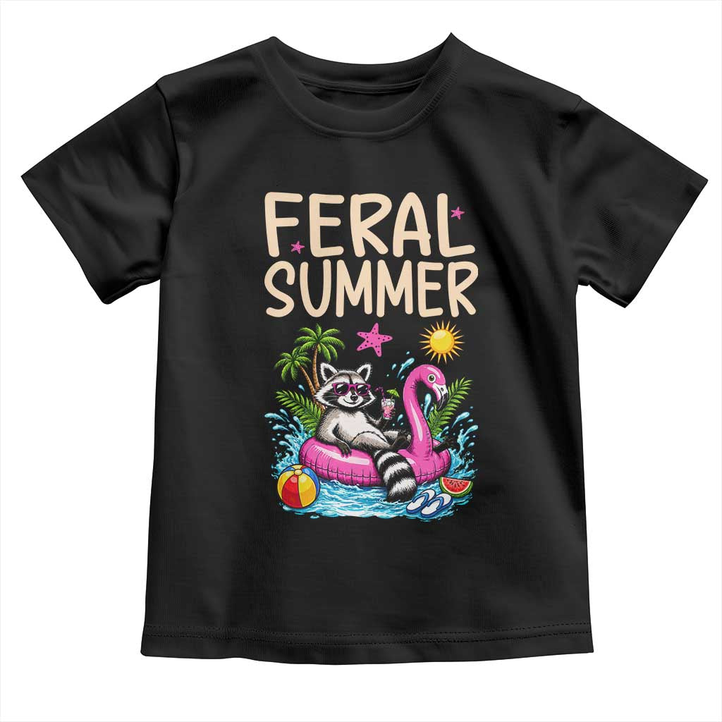 Funny Beach Raccoon Toddler T Shirt Feral Summer Vacation Gift