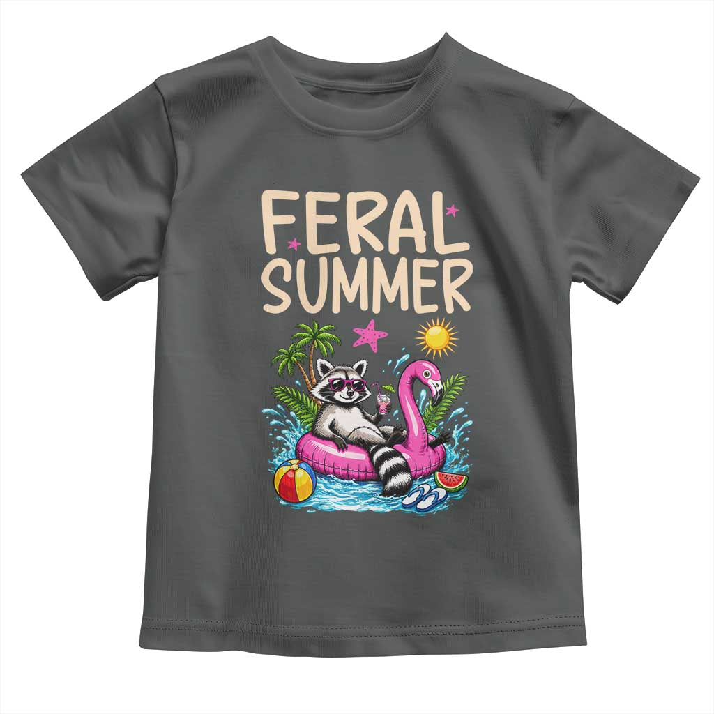 Funny Beach Raccoon Toddler T Shirt Feral Summer Vacation Gift