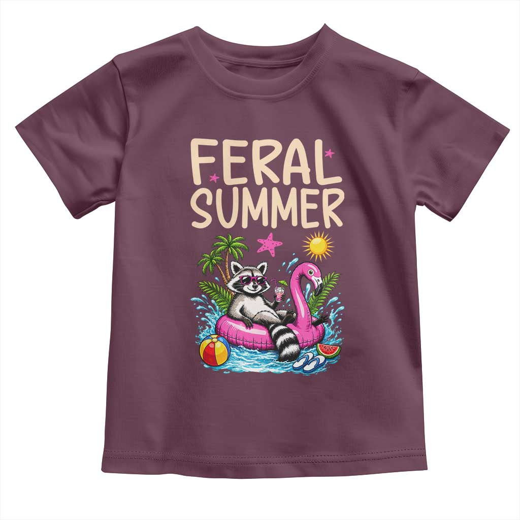 Funny Beach Raccoon Toddler T Shirt Feral Summer Vacation Gift