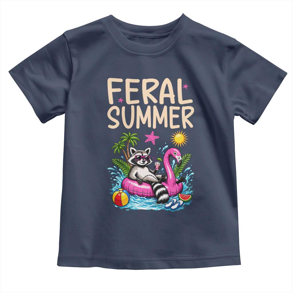 Funny Beach Raccoon Toddler T Shirt Feral Summer Vacation Gift