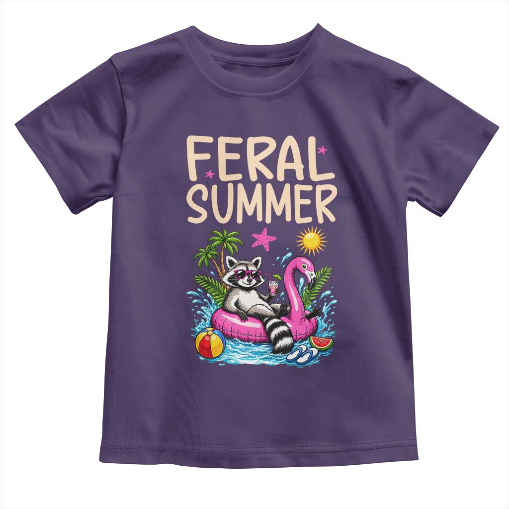 Funny Beach Raccoon Toddler T Shirt Feral Summer Vacation Gift