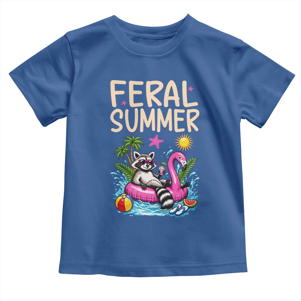 Funny Beach Raccoon Toddler T Shirt Feral Summer Vacation Gift