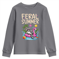 Funny Beach Raccoon Youth Sweatshirt Feral Summer Vacation Gift