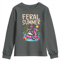 Funny Beach Raccoon Youth Sweatshirt Feral Summer Vacation Gift