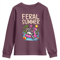 Funny Beach Raccoon Youth Sweatshirt Feral Summer Vacation Gift