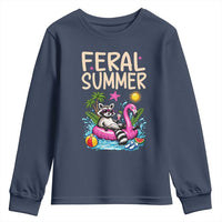 Funny Beach Raccoon Youth Sweatshirt Feral Summer Vacation Gift