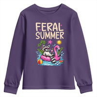Funny Beach Raccoon Youth Sweatshirt Feral Summer Vacation Gift