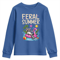 Funny Beach Raccoon Youth Sweatshirt Feral Summer Vacation Gift