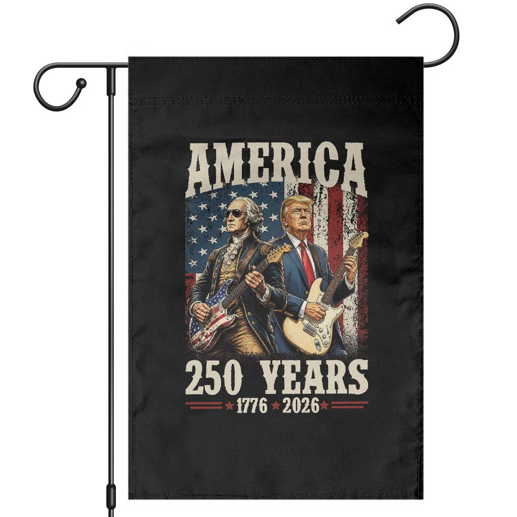250 Years America Anniversary Garden Flag Vintage President Playing Guitar 4th of July