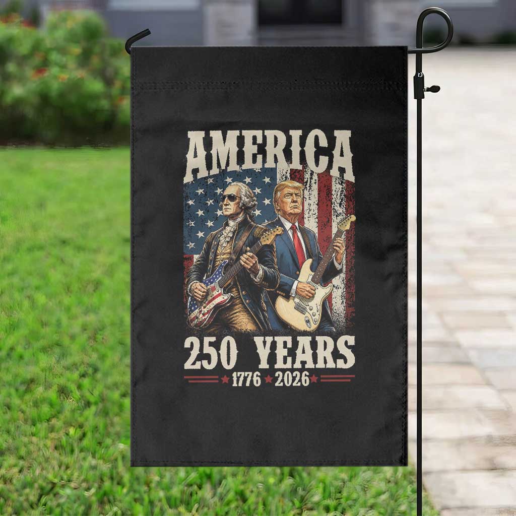 250 Years America Anniversary Garden Flag Vintage President Playing Guitar 4th of July