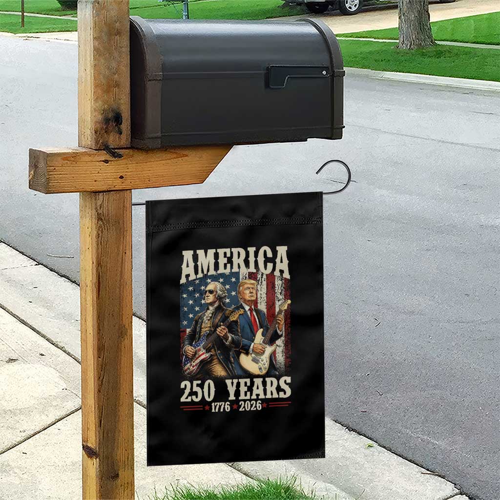 250 Years America Anniversary Garden Flag Vintage President Playing Guitar 4th of July