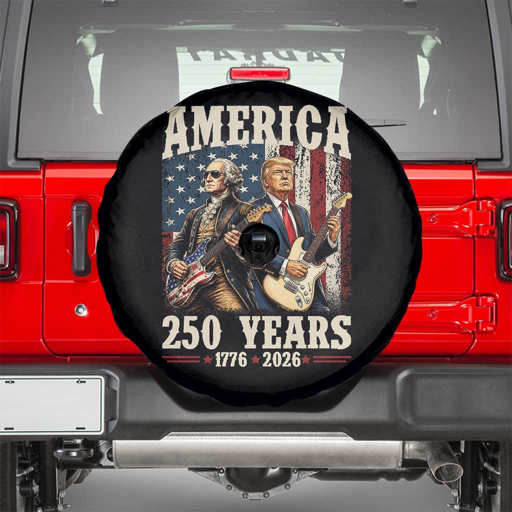 250 Years America Anniversary Spare Tire Cover Vintage President Playing Guitar 4th of July