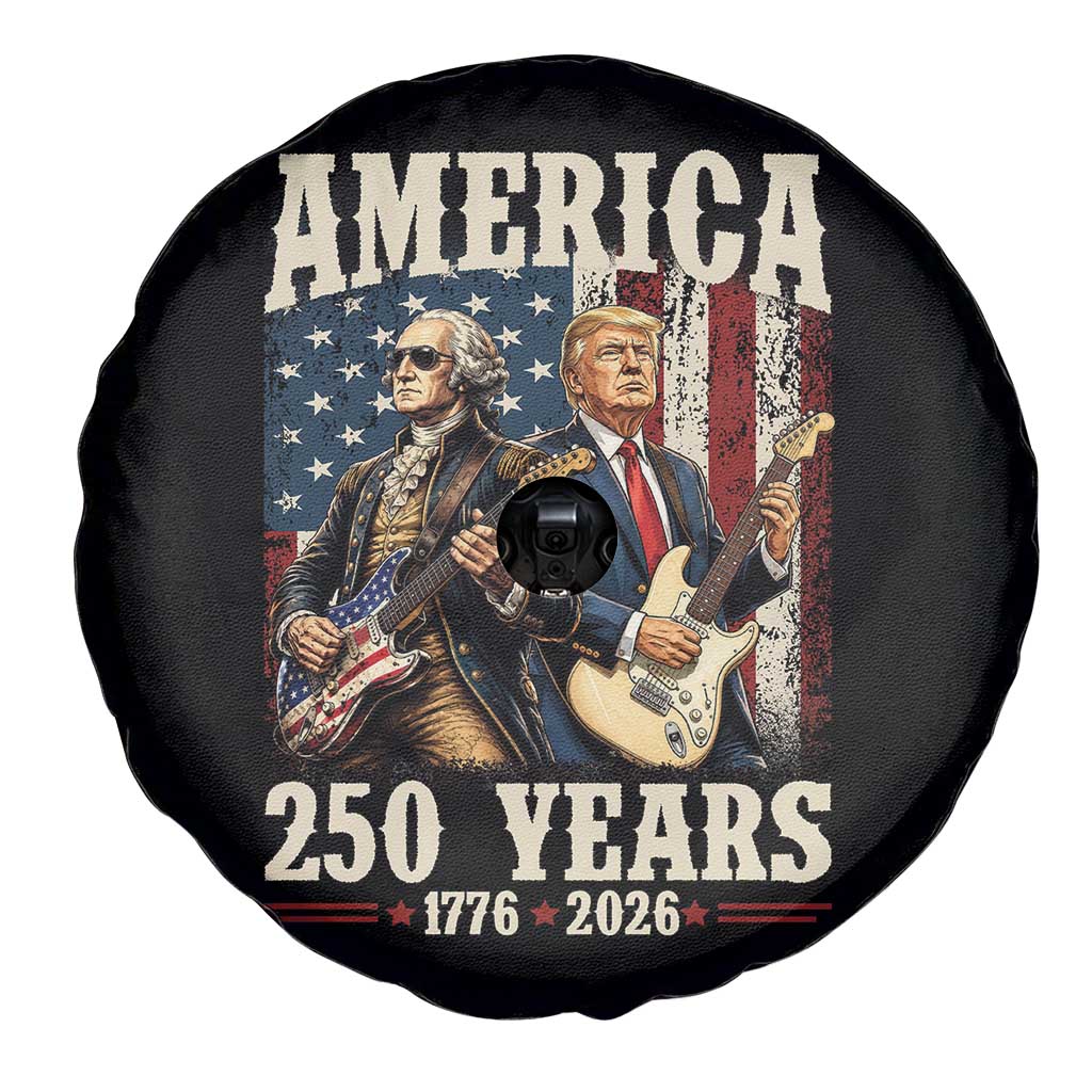 250 Years America Anniversary Spare Tire Cover Vintage President Playing Guitar 4th of July