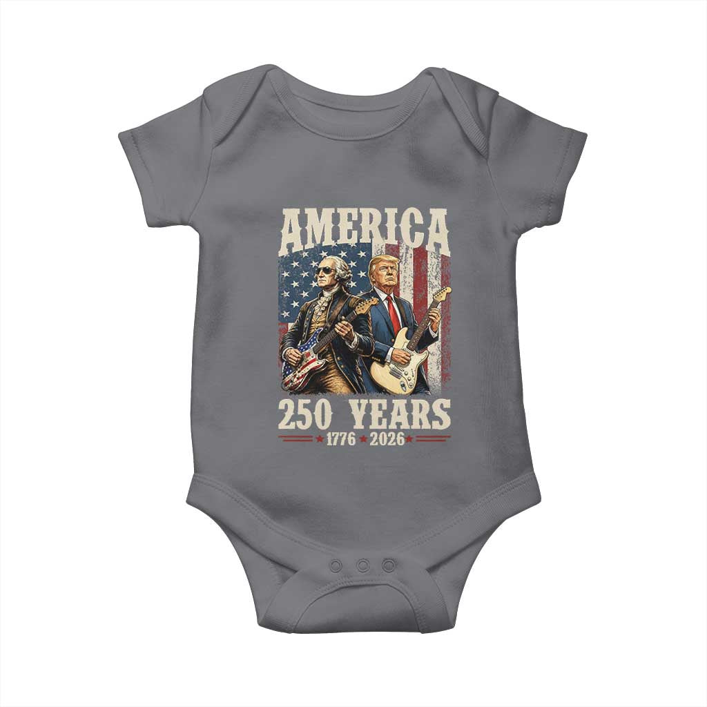 250 Years America Anniversary Baby Onesie Vintage President Playing Guitar 4th of July