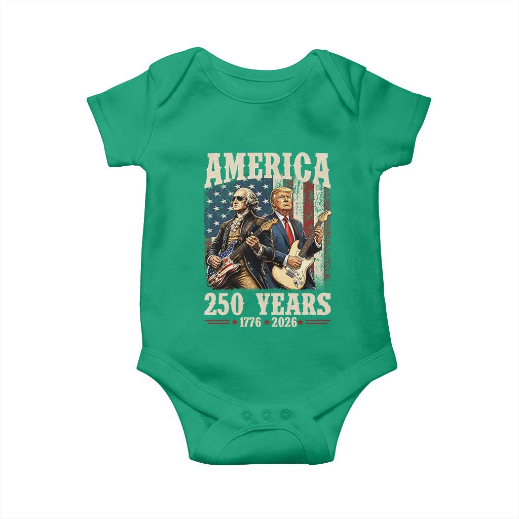 250 Years America Anniversary Baby Onesie Vintage President Playing Guitar 4th of July
