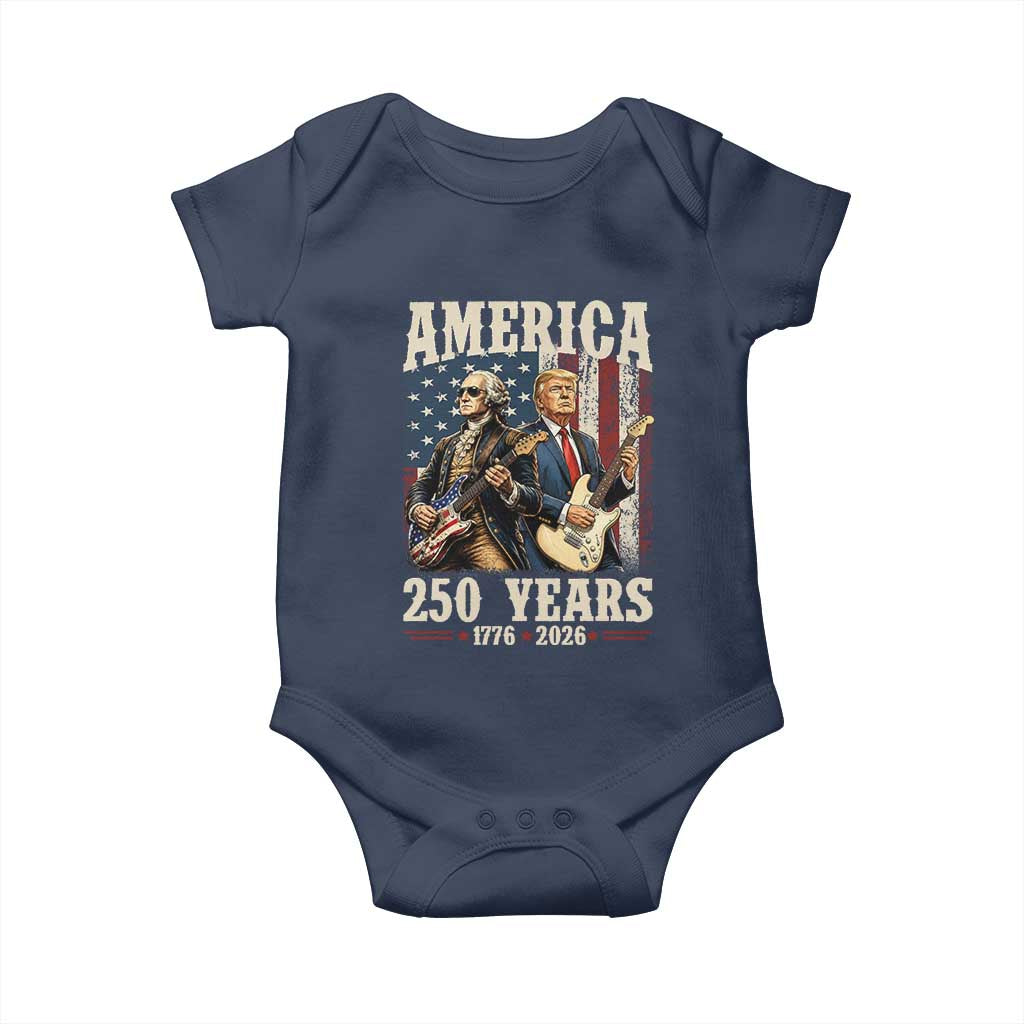 250 Years America Anniversary Baby Onesie Vintage President Playing Guitar 4th of July