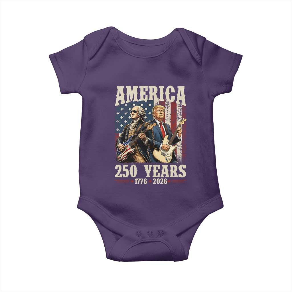 250 Years America Anniversary Baby Onesie Vintage President Playing Guitar 4th of July