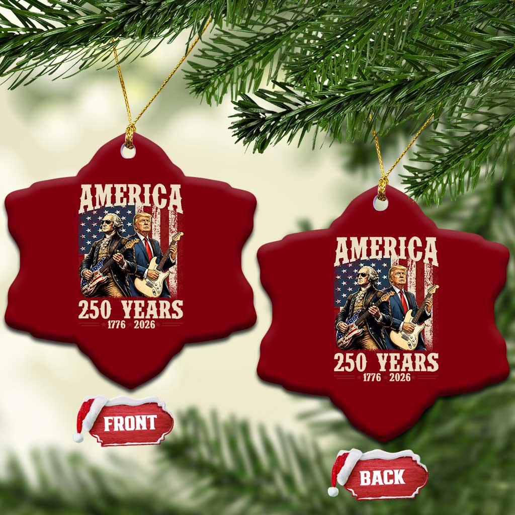 250 Years America Anniversary Ceramic Ornament Vintage President Playing Guitar 4th of July