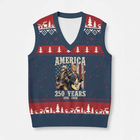 250 Years America Anniversary V-Neck Knit Sweater Vest Vintage President Playing Guitar 4th of July