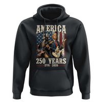 250 Years America Anniversary Hoodie Vintage President Playing Guitar 4th of July