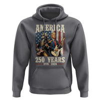 250 Years America Anniversary Hoodie Vintage President Playing Guitar 4th of July