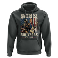 250 Years America Anniversary Hoodie Vintage President Playing Guitar 4th of July