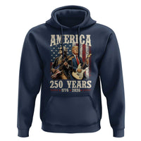 250 Years America Anniversary Hoodie Vintage President Playing Guitar 4th of July