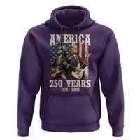 250 Years America Anniversary Hoodie Vintage President Playing Guitar 4th of July