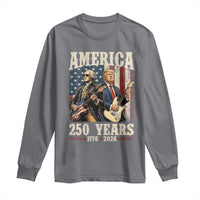 250 Years America Anniversary Long Sleeve Shirt Vintage President Playing Guitar 4th of July