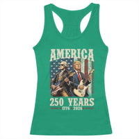 250 Years America Anniversary Racerback Tank Top Vintage President Playing Guitar 4th of July