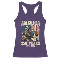250 Years America Anniversary Racerback Tank Top Vintage President Playing Guitar 4th of July