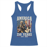250 Years America Anniversary Racerback Tank Top Vintage President Playing Guitar 4th of July