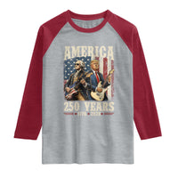 250 Years America Anniversary Raglan Shirt Vintage President Playing Guitar 4th of July