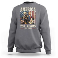 250 Years America Anniversary Sweatshirt Vintage President Playing Guitar 4th of July