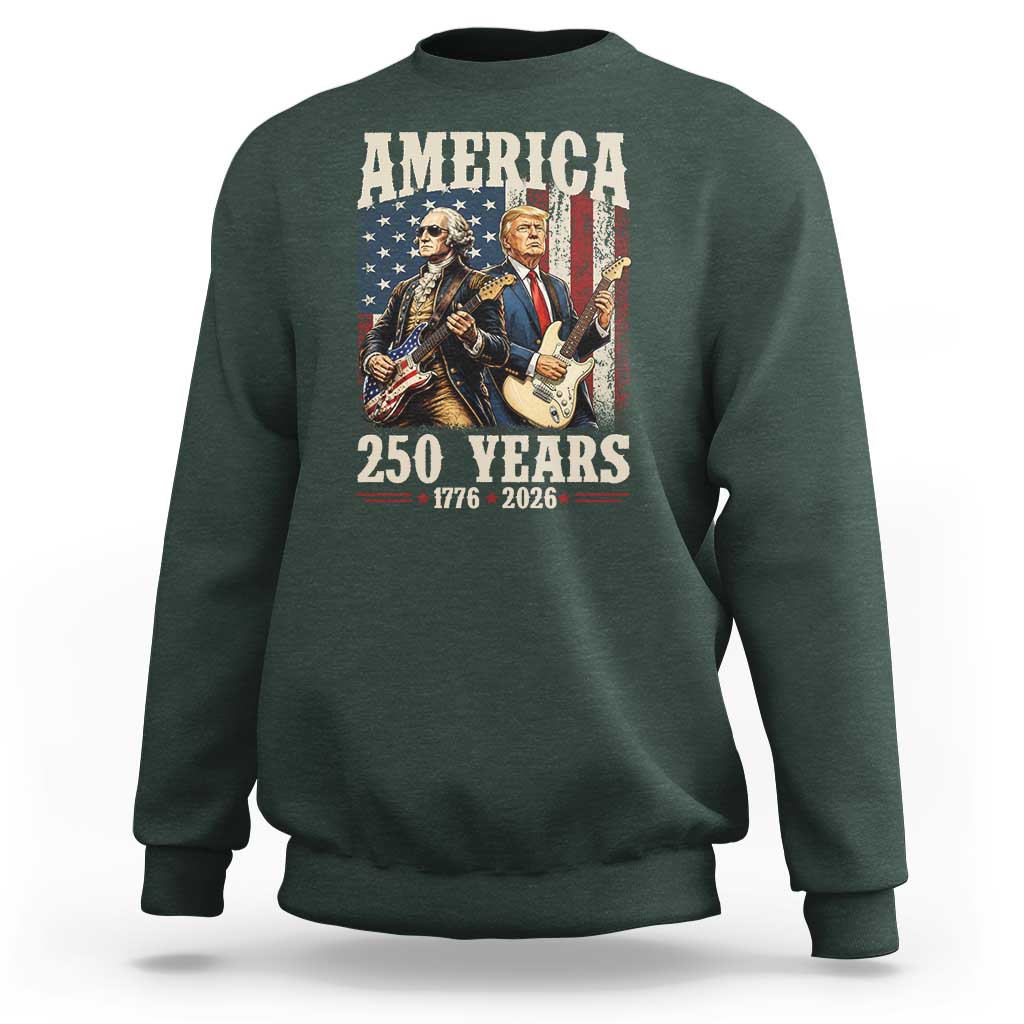 250 Years America Anniversary Sweatshirt Vintage President Playing Guitar 4th of July